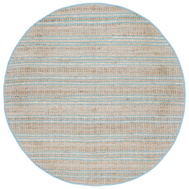 Tapis rayé en jute / coton Sekani, Rond 7 pi