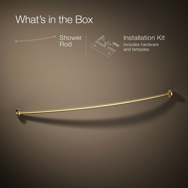 Expanse® 76" Curved Fixed Shower Curtain Rod, Brass