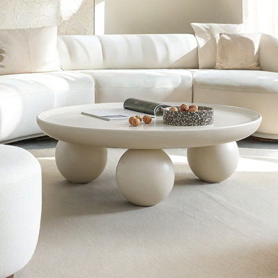 Table basse ronde avec pieds en chêne