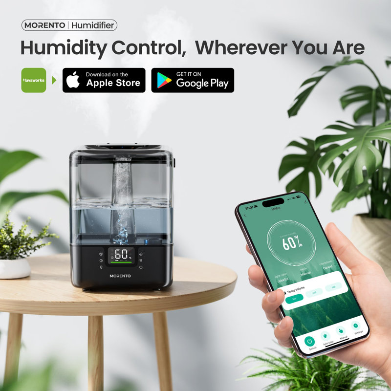 6L Cool Mist Top Fill Humidifier with Essential Oil Diffuser, Black