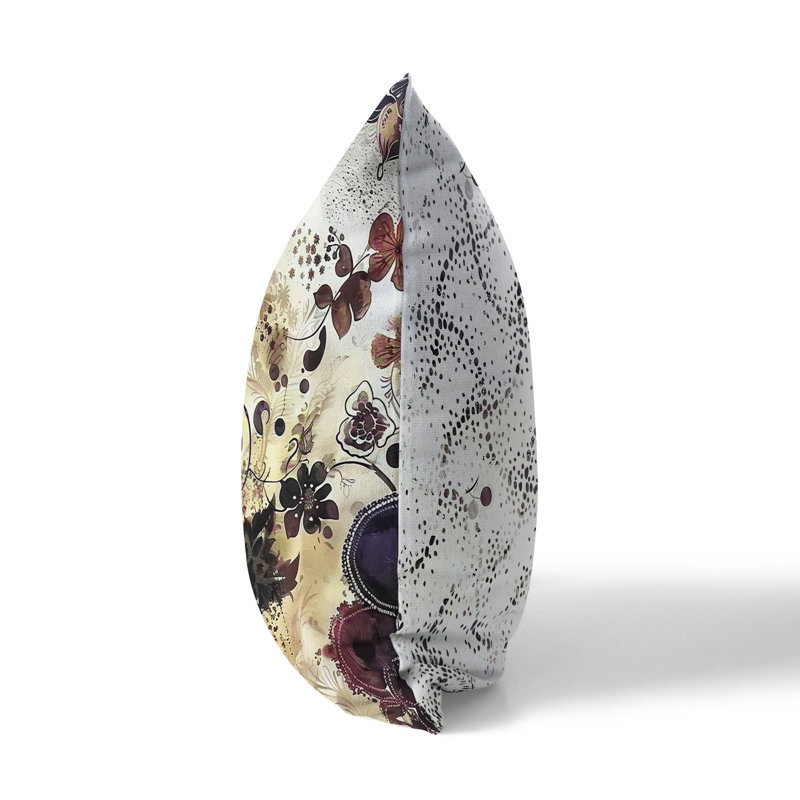 Coussin Porcelain Petal Whispers, H 20 po x l 20 po, Orange/mauve
