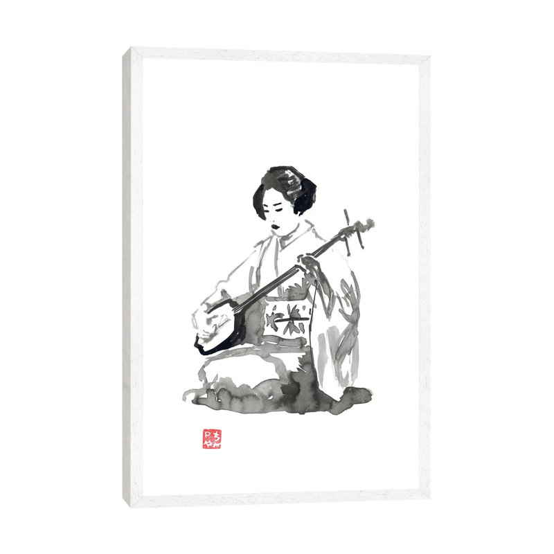 Shamisen by Péchane - Print on Canvas, White Framed, 66.04 cm H x 45.72 cm W