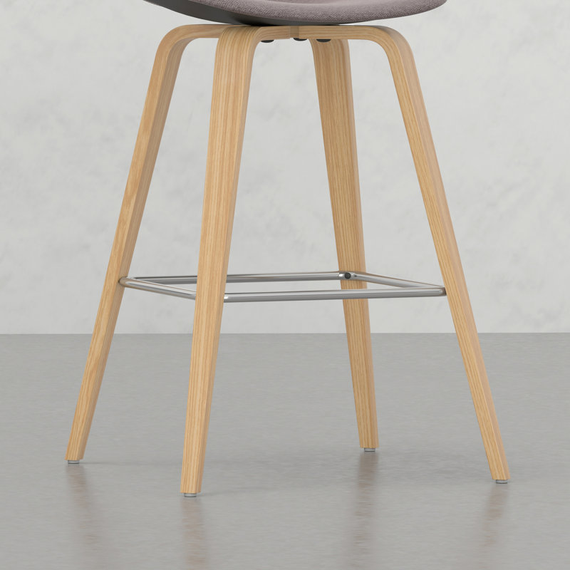 De 2 tabourets de comptoir - Tissu, pieds, placage de bar élégant