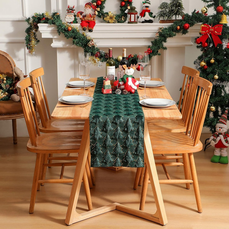 Chemin de table de Noël matelassé en peluche 3D