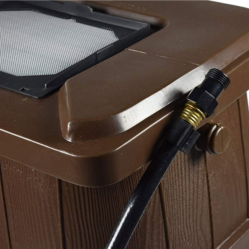 Brown Wood Grain 45 Gallon Rain Catcher Barrel Set