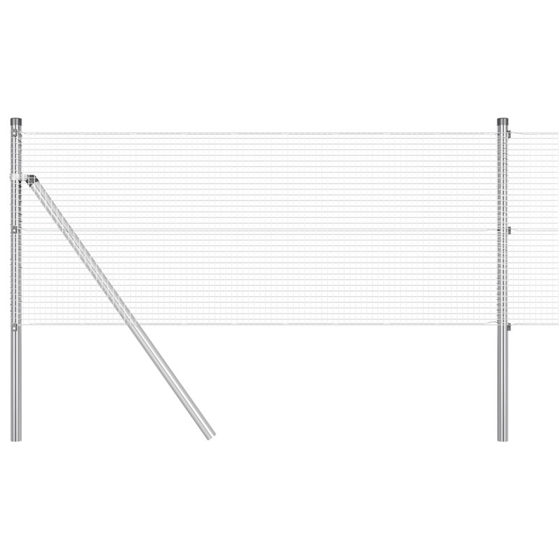 Welded Wire Fence Galvanised Steel, Silver, 40cm H x 1000cm W