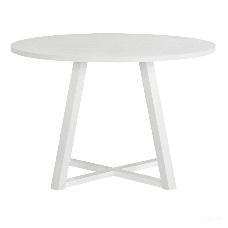 Edo 45'' Round White MDF Dining Table with Trestle Base