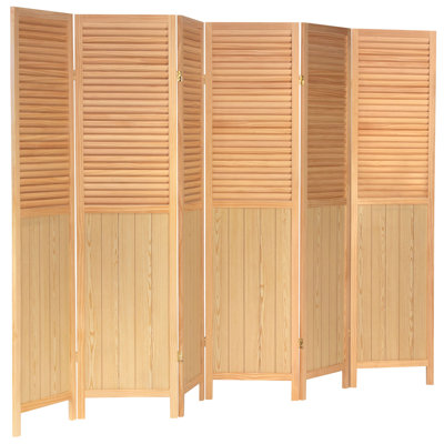 6 Ft. Tall Louvered Beadboard Room Divider White 6 Panel