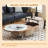 Lift Top Coffee Table with 360° Rotation & Hidden Storage - Modern Leather and Stone Top Center Table for Living Room