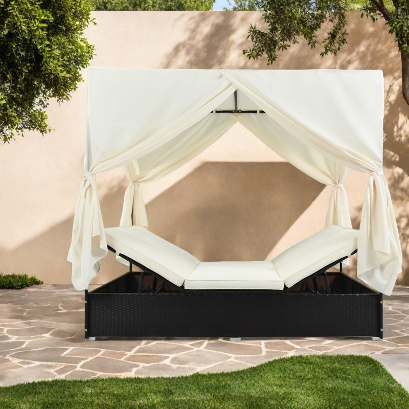 Patio Chaise Lounges Steel Rattan Adjustable Modern Daybed Poolside