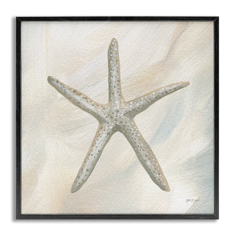 Dessin de giclée minimaliste d'étoile de mer beige par Yvette St. Amant, Estampe numérique Farmhouse, H 17 po x l 17 po