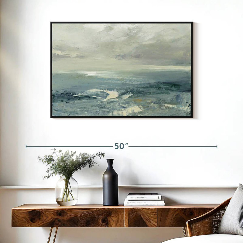 Vagues de plage d'été, Cadre flottant noir, 37 po x 25 po