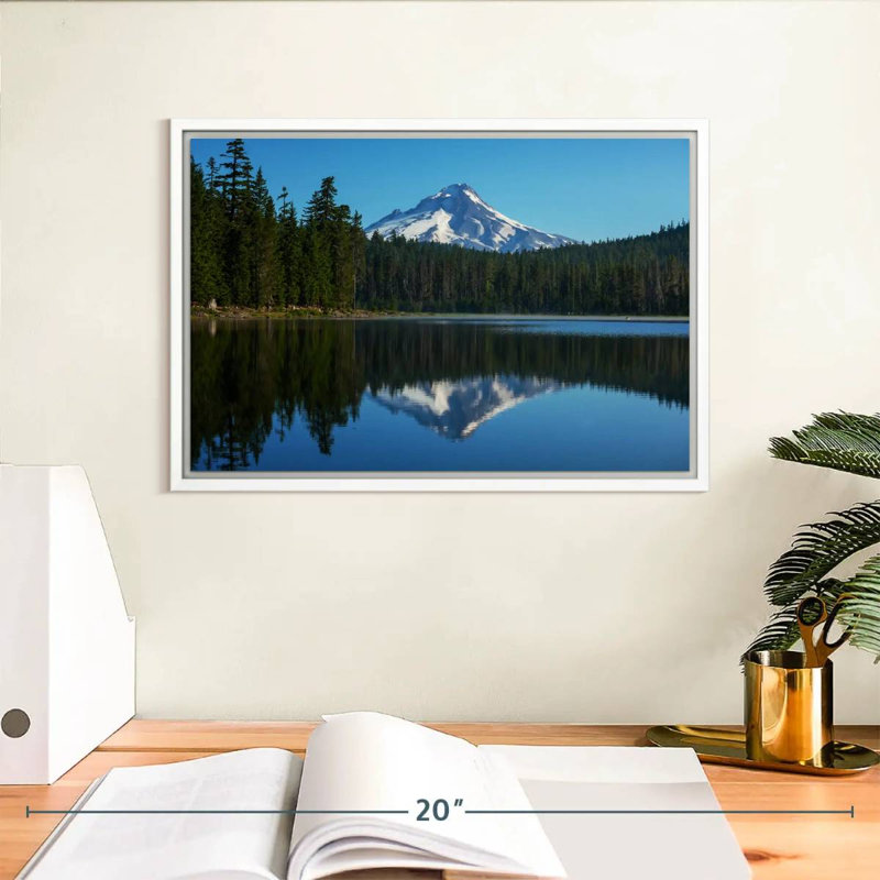 Mount Hood Reflection, Floating Frame White, 37" X 25"