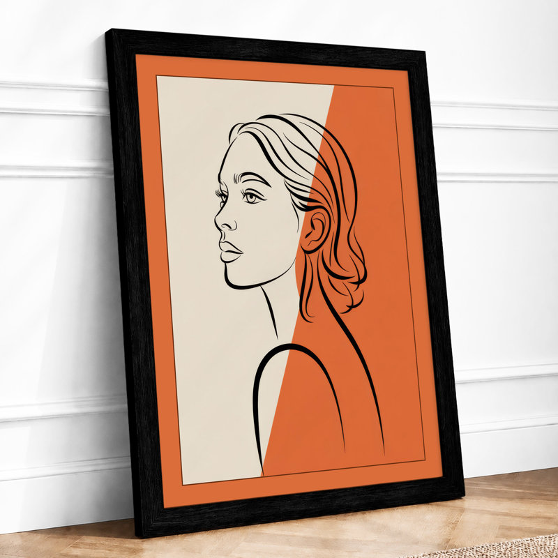 Woman in Profile Mid-Century - Framed Print, A4 - 29.7 x 21.0 cm, Black