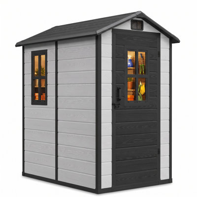 Edrosie Inc  4.4×6.2 FT Resin Outdoor Storage Shed with Floor and Vents