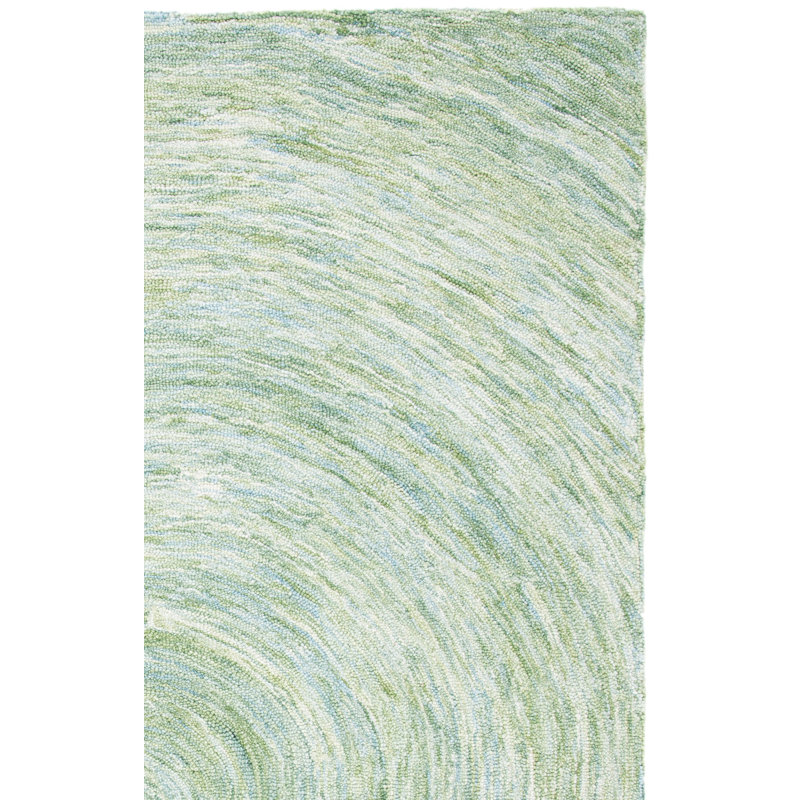Moneta Abstract Handmade Tufted Wool Sage/Green Area Rug, Runner 2'3" x 8'