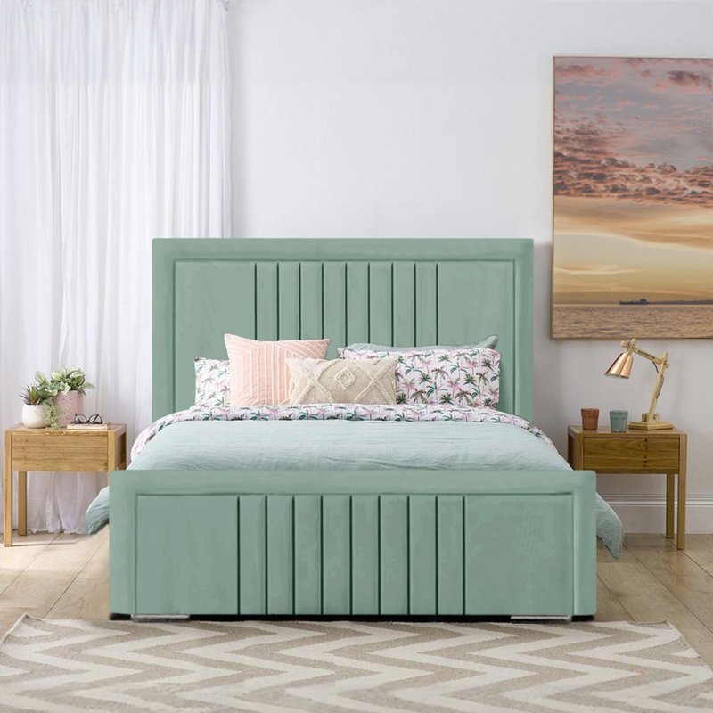 Amandaleigh Upholstered Bed, Double (4'6), Duck Egg