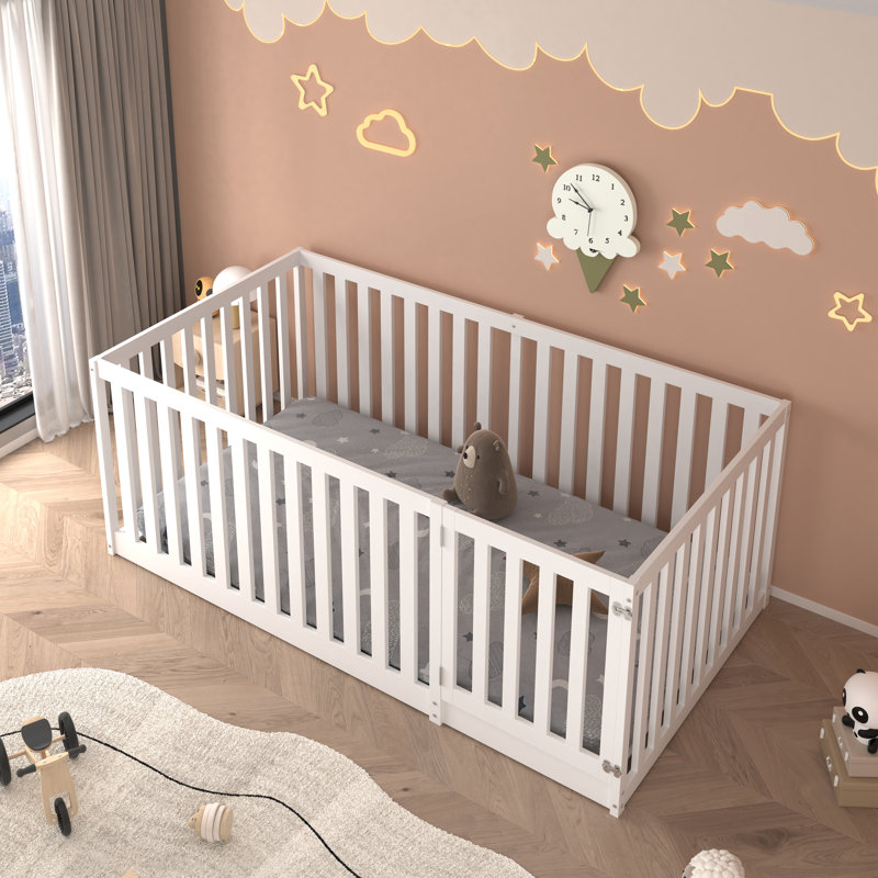 MIMI BEDS Cadre de lit Little Dreamer, lit en bois pour tout-petits, simple, blanc, Lit simple, Blanc