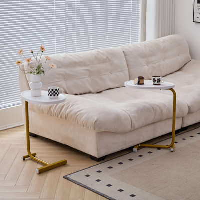 C Shaped End Table, Side Table for Couch and Bed