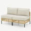 Outdoor Natural Wicker Sofa Boho Patio Sectional Loveseat Furniture Set With Beige Csuhions