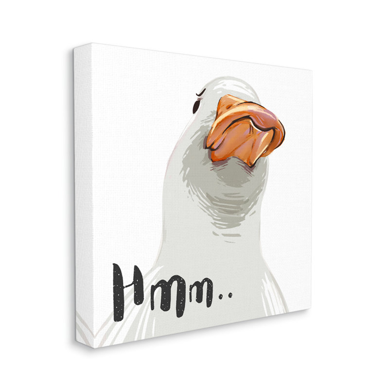 Funny Duck Thinking Face Canvas Art in White and Orange