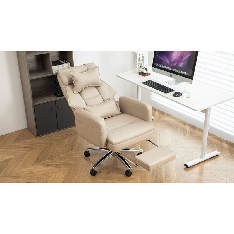 Swivel Ergonomic Office Chair Technology Leather High Back Office Chair Sedentary Comfortable Boss Chair, 155° Reclining Computer Chair