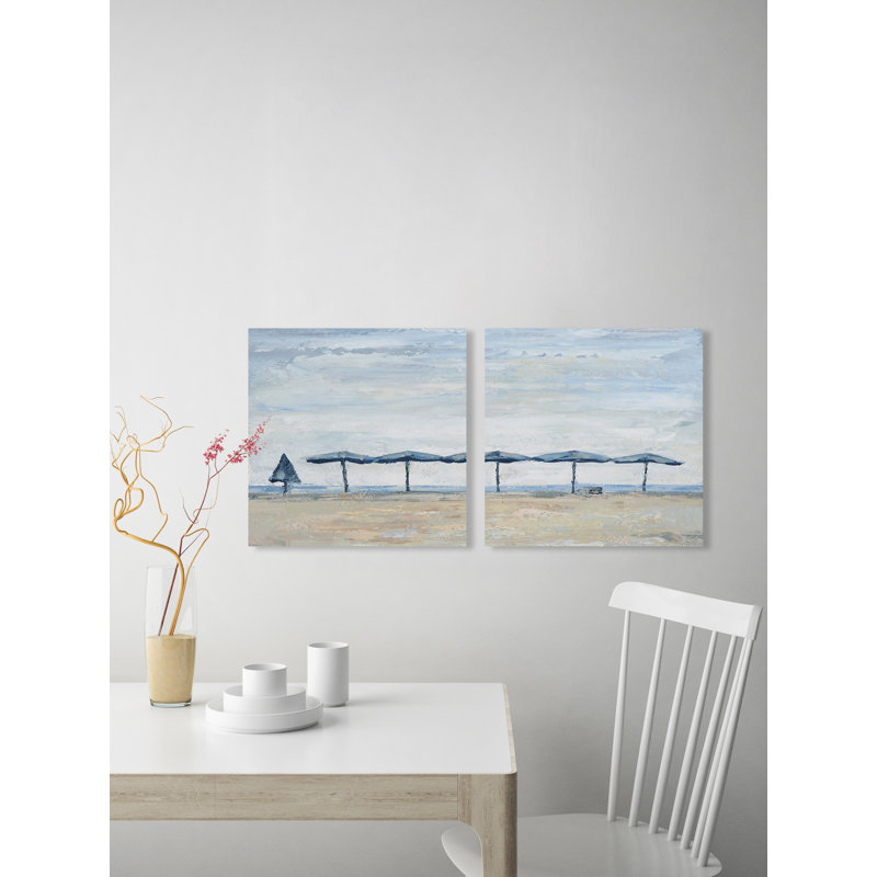 «Sunny Day at the Beach», ensemble de 2 reproductions d'art sur toile tendue