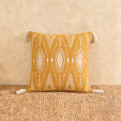 Netbors Embroidered Decorative Throw Pillow Cushion 18x18 Inch, Yellow Style 2