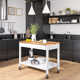 48'' Wide Stainless Steel Kitchen Rolling Cart Island with Solid Wood Top