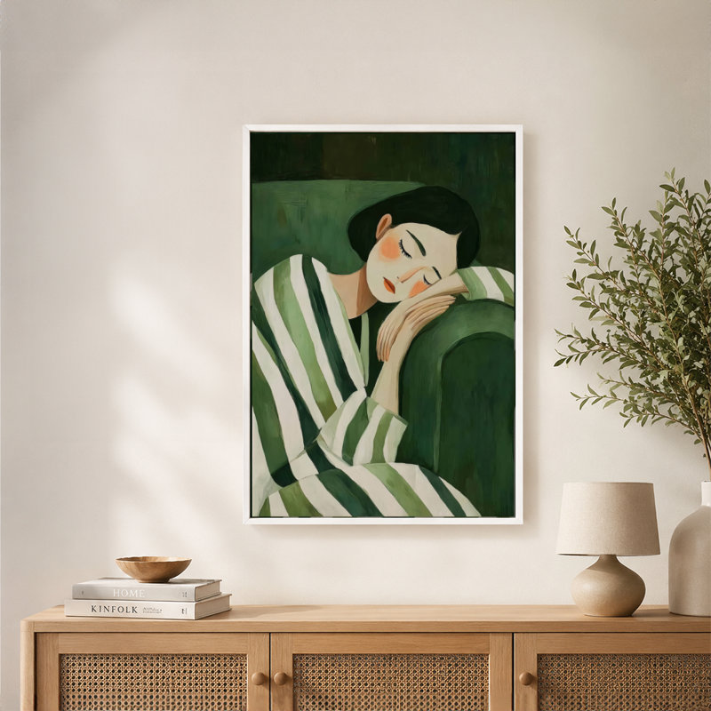 Art mural en toile rayée avec cadre flottant, prêt à accrocher, 20 x 30 po, Doré
