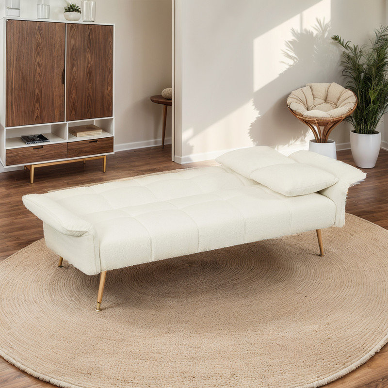 Canapé en velours à accoudoirs évasés 70,1 po Elisabella, Velours beige