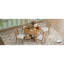 Table de salle à manger ronde pour 4 personnes avec chaises, ensemble de table de salle à manger extensible avec rallonge amovible de 16 po TREXM, ensemble de table de salle à manger rétro 5 pièces à motif géométrique unique-2027037596-2027037597