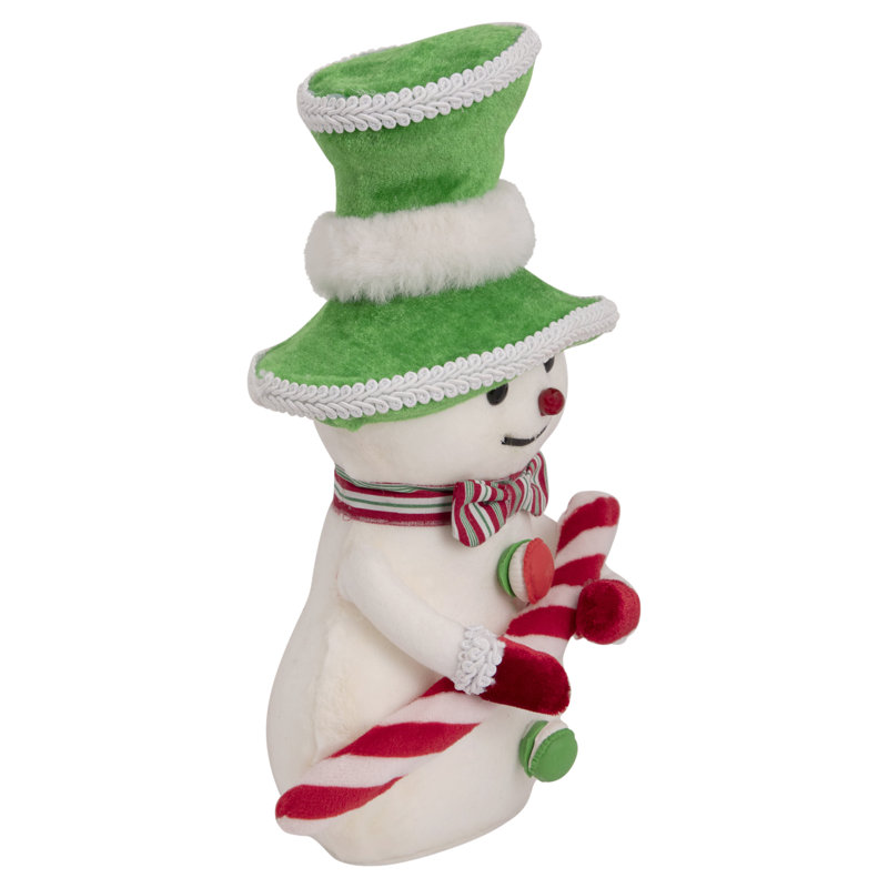 Figurine de Noël 10 "bonhomme de neige avec canne en bonbon
