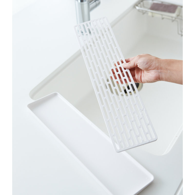 White Plastic Sink Side Glass Drainer Tray