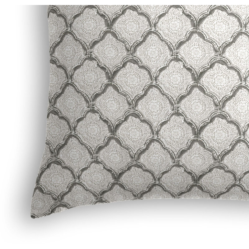 Sanganer Square Pillow Cover & Insert, 16" x 16", Gray