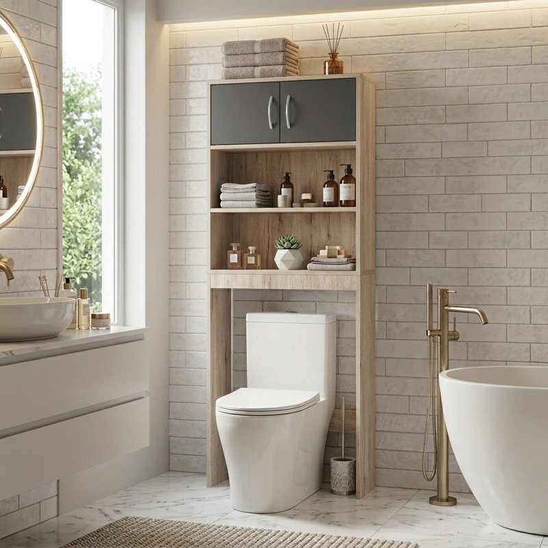 Over The Toilet Storage, Natural/Dark Gray