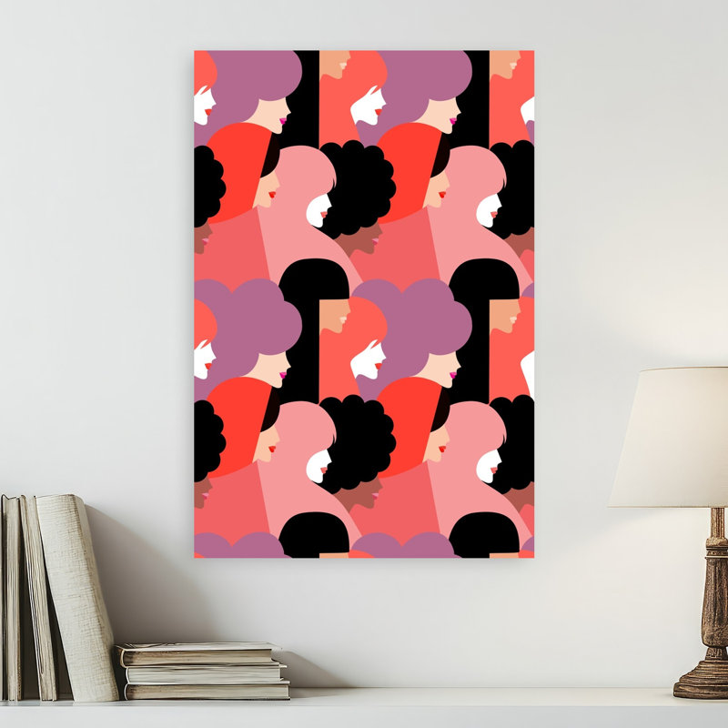 «Diverse Women Profile», impression d'art moderne abstrait coloré, H 24 po x l 16 po