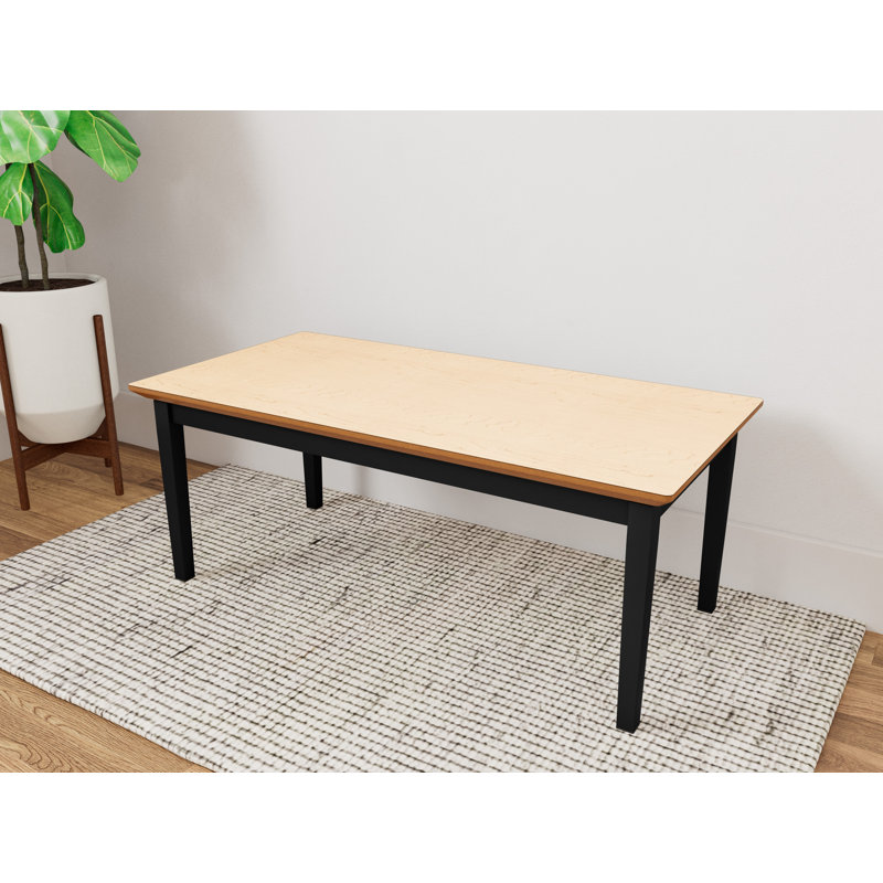 Table basse en acier Lenox, Noir, Chêne Naturel
