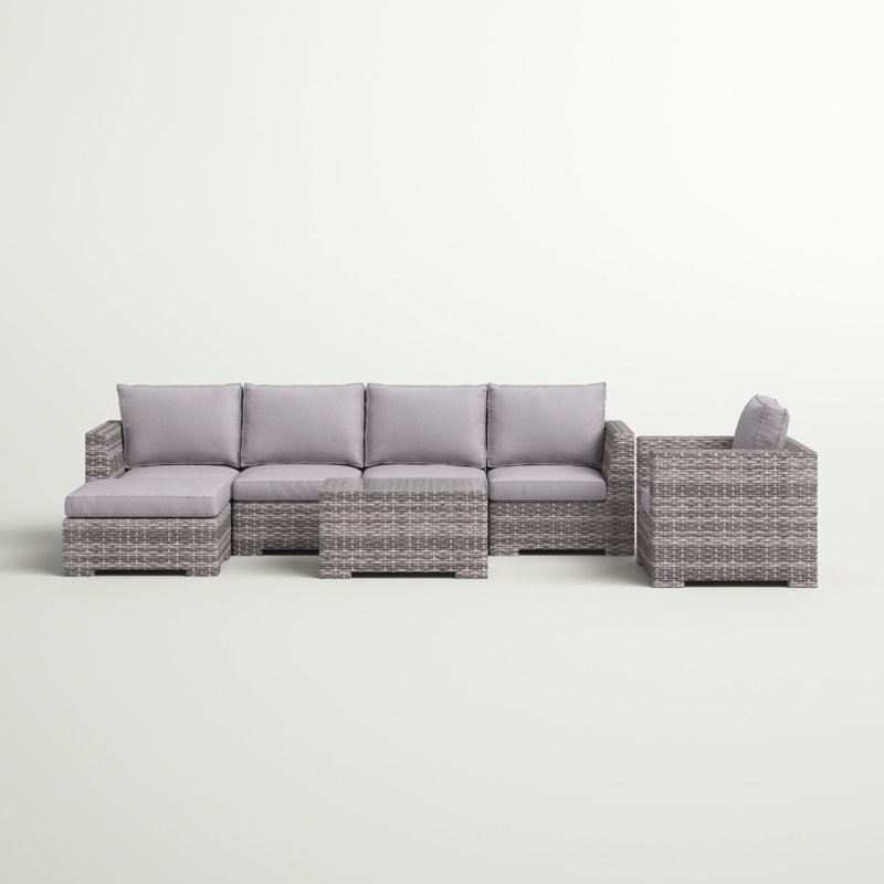 Kirkby Wicker Fully Assembled 5 - Person Seating Group with Cushions