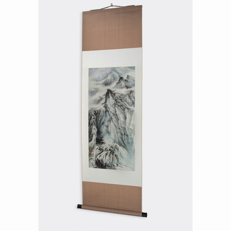 Seeking the Path in Deep Mountains - Asian Painting Hanging Scroll