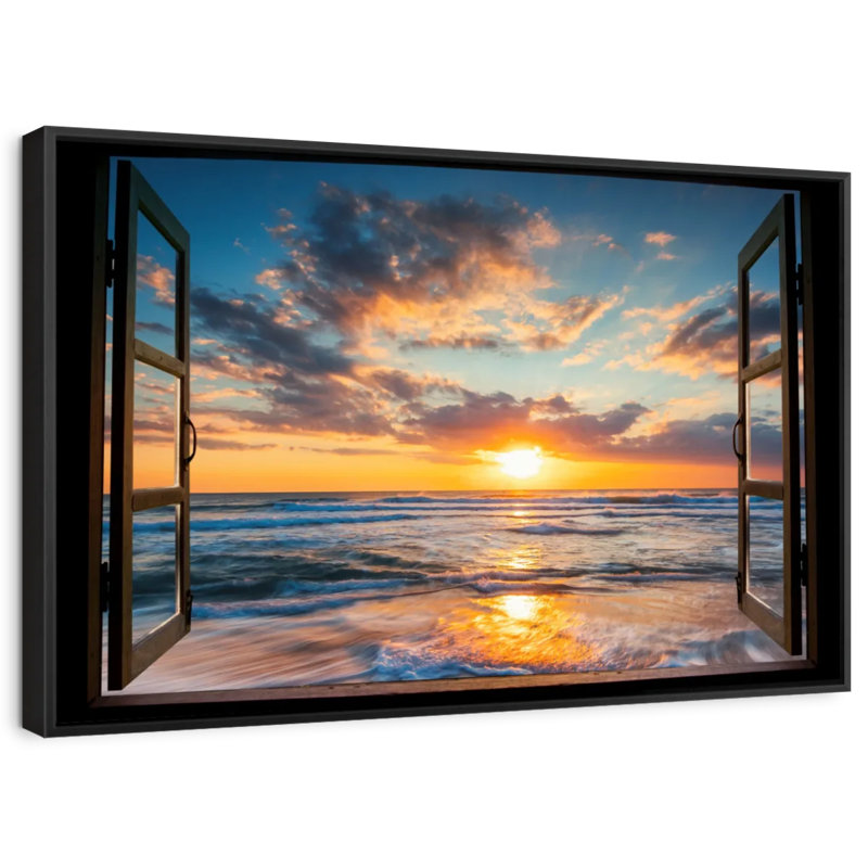 Plage «Window To Pacific Beach», reproduction sur toile, H 9 po x l 13 po