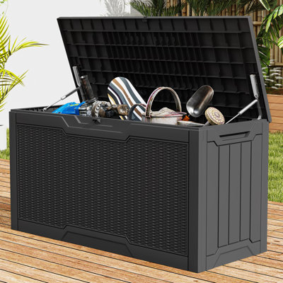 Boîte de rangement pour terrasse en résine résistant aux intempéries de 80 gallons Edrosie Inc