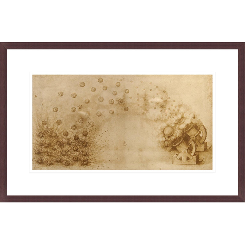 Sketch of a mortar for fragmentation bombs by Leonardo da Vinci -Framed Giclee Print, H 14,21 po x l 21,75 po