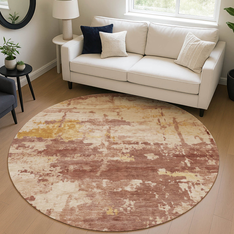 Machine Washable Indoor/Outdoor Jadiel ACN2362 Abstract Rug, Round 8'