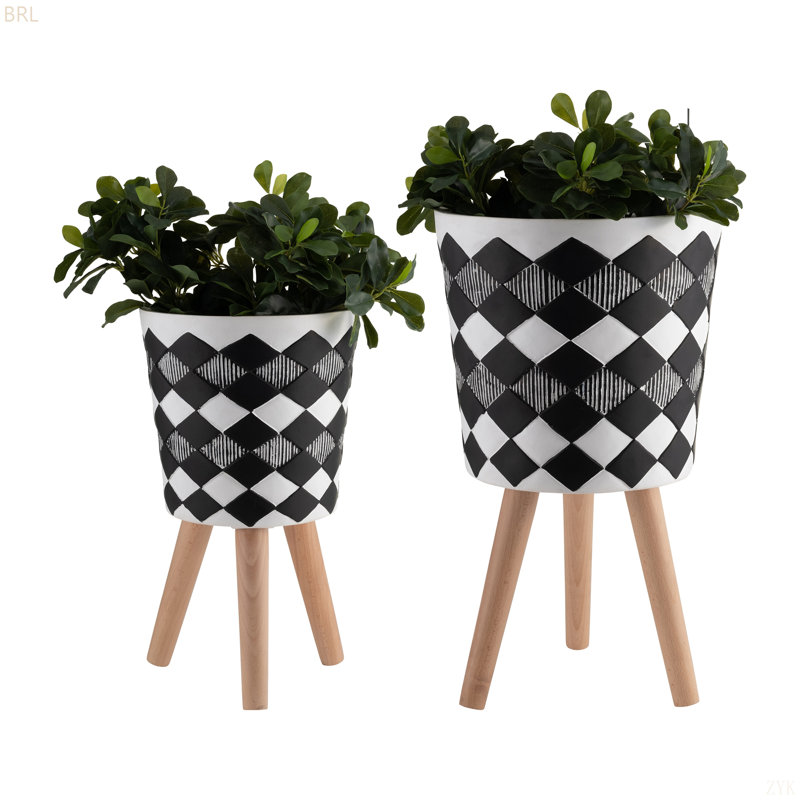 S/2 PLANTER W/ WOOD LEGS