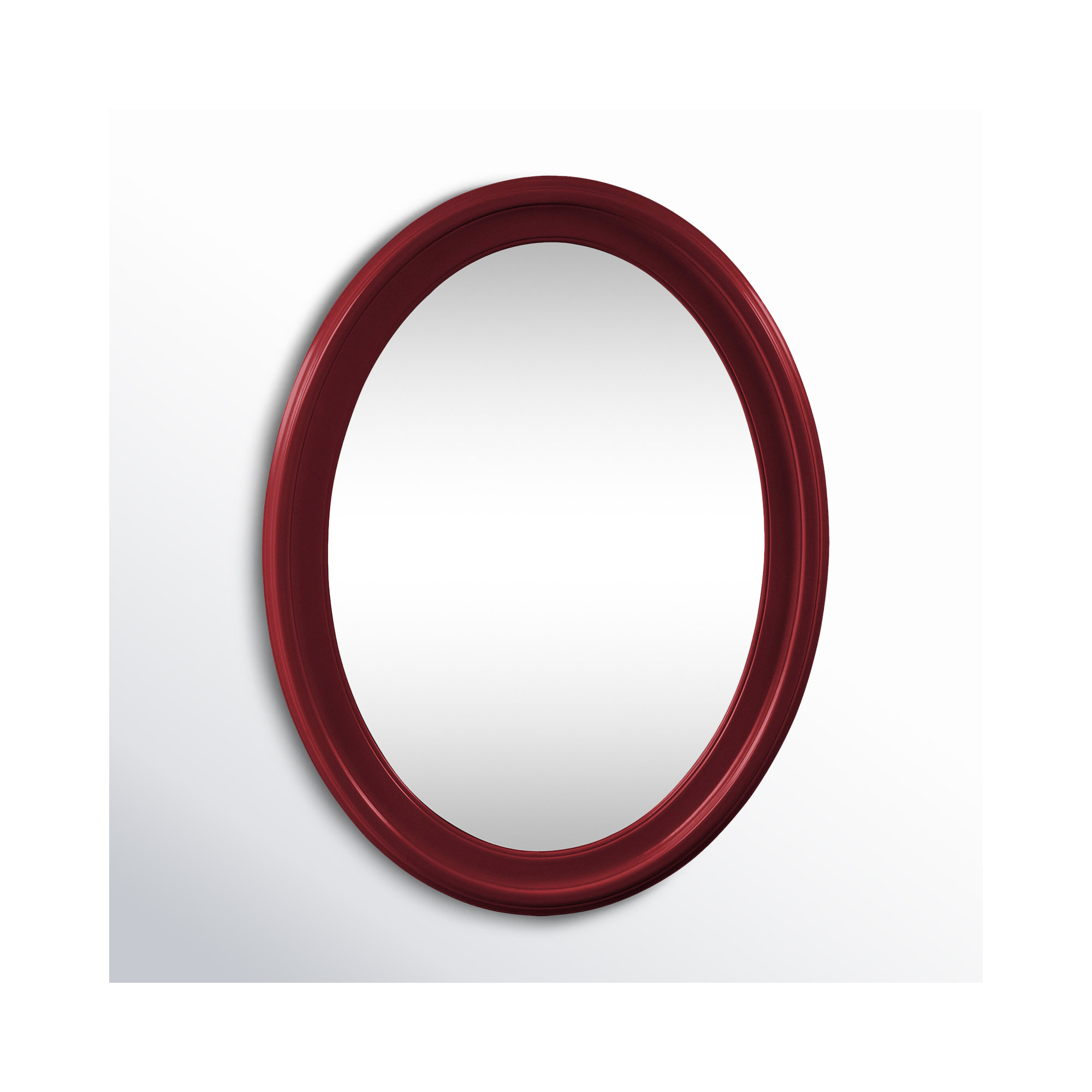 Borna Solid Wood Oval Mirror, Burgundy