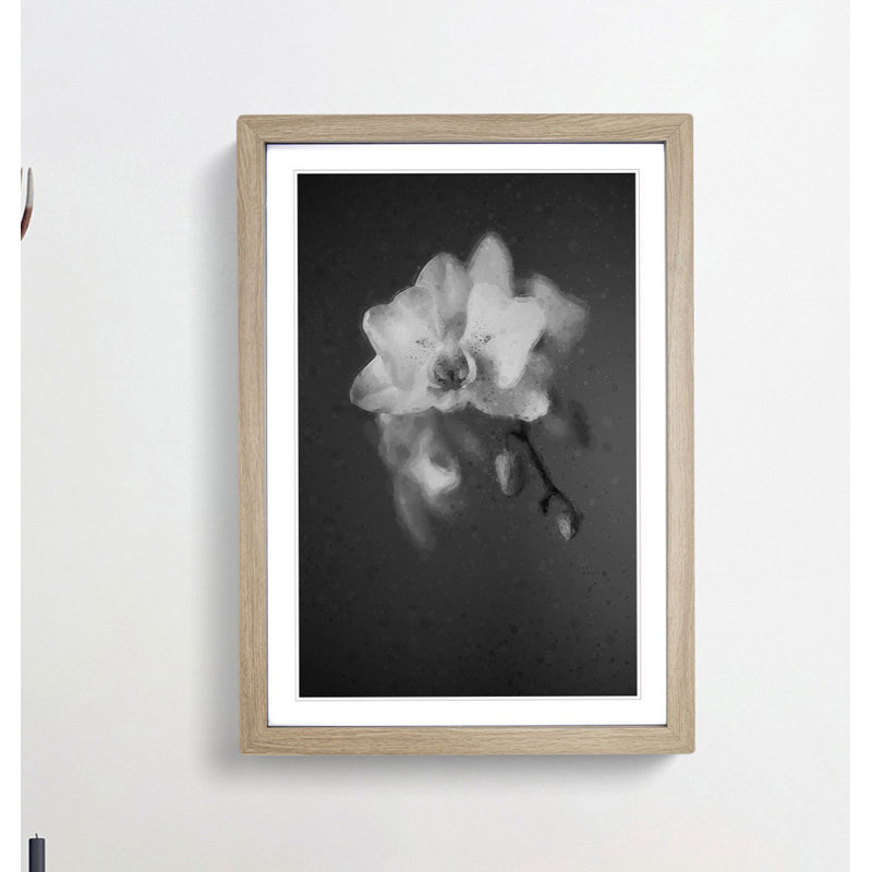 Pretty White Orchid - Framed Print, Oak, 76cm H x 50cm W x 2cm D