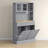 68" Kitchen Pantry Storage Cabinet With Charging Station, 2 Tilt Out Trash Cabinets And Microwave Stand, Freestanding Kitchen Hutch With Glass Doors And Adjustable Shelf, Gray-966196322