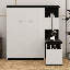 Lit escamotable double avec bureau, armoire de rangement et tablettes, cadre de lit plateforme pliable en bois