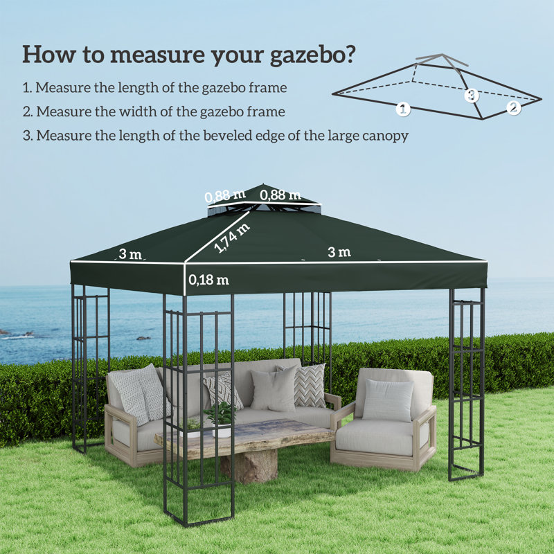 x 10 pi auvent de remplacement pour pavillon de jardin à deux niveaux, UPF30 +, vert